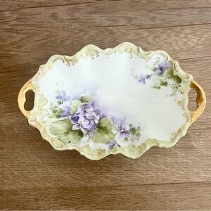 Antique 1985-1900 D&C Delinieres & Co. Limoges France Gold Trim Dish Tray Signed